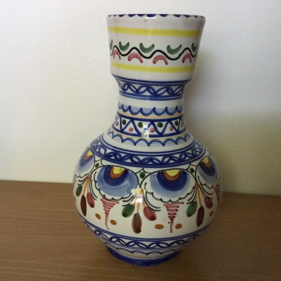 De La Cal Barreira Puente ceramic vase hand painted Spain 8" - Picture 3 of 5